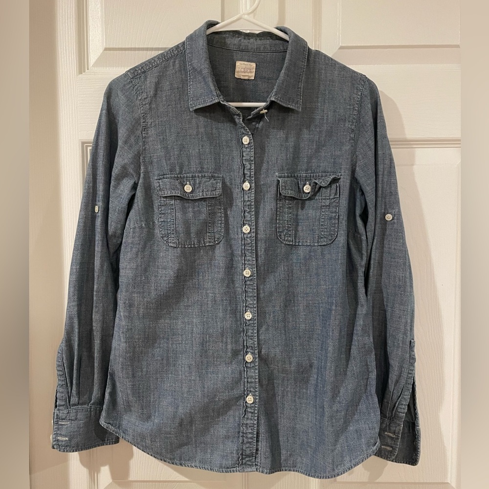 J. Crew Chambray Perfect Shirt sz S